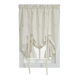 Forget Me Not Embroidered Tier Curtain - Ecru / Rose